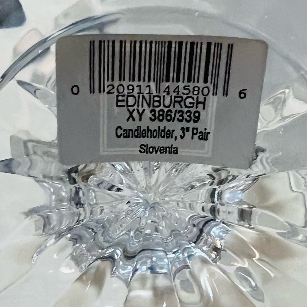 Mikasa Crystal Taper Candle Holders 3” Wide &Tall Square Shape Edinburgh Pattern - Picture 7 of 7